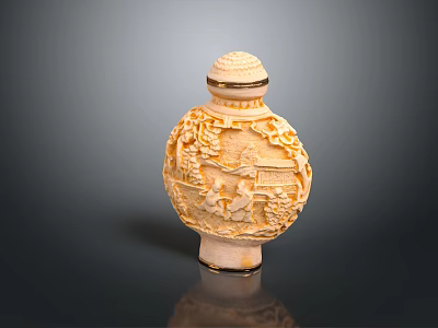 Elegant Carved Perfume Bottle With Landscape Figure Patterns And Ivory White Design 3d model