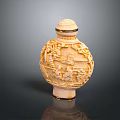 Elegant Carved Perfume Bottle With Landscape Figure Patterns And Ivory White Design
