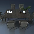 Hinged Door Interior Design For Modern Dining Room With Wooden Table And Chairs