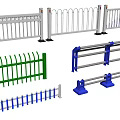 Various Types of Decorative Metal Railings with Green Blue and White Designs