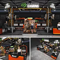 Progate Gaming Exhibition Booth With Modern Design Display Counters Brand Logos And Staff
