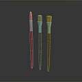 Orange Handle Paint Brushes Set of Three with Bristles for Daily Use