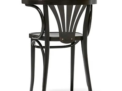 Elegant Black Wooden Leisure Chair With Curved Frame And Round Seat Design 3d model