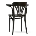 Elegant Black Wooden Leisure Chair With Curved Frame And Round Seat Design