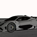 Black Sleek Supercar Featuring Aerodynamic Design On Open Road Under Cloudy Sky 3d model