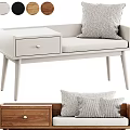 Modern Comfortable Storage Sofa Bench With Padded Seat Drawer And Decorative Pillows 3d model