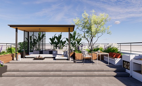 Roof Garden Modern Garden 3d model