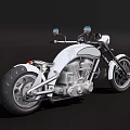 Custom Vintage White Motorcycle With Chrome Details Exposed Engine And Classic Wheels