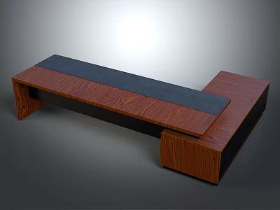 Modern Sleek Wooden Table Design With Dark Tabletop And Geometric Base 3d model