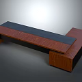 Modern Sleek Wooden Table Design With Dark Tabletop And Geometric Base 3d model