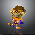 Cute Orange Cartoon Character With Brown Spiky Hair Blue Cape And Number 10