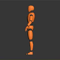 Orange Humanoid Robot Figure With Black Joints In Standing 3D Model Pose 3d model