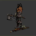 Man as Muscular Armored Character Statue from Warcraft Warlords of Draenor
