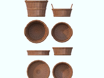 Stylish Wicker Household Items With Various Shapes For Home Storage And Decoration 3d model