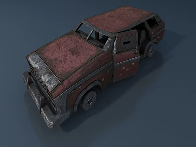 Rusty Old Vintage Car With Worn Exterior And Rusted Body Details 3d model