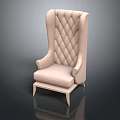 Elegant Light Colored Single Sofa With High Tufted Back Curved Arms And Slim Legs