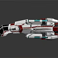Futuristic White And Red Aerospace Spaceship With Wings And Glowing Thrusters