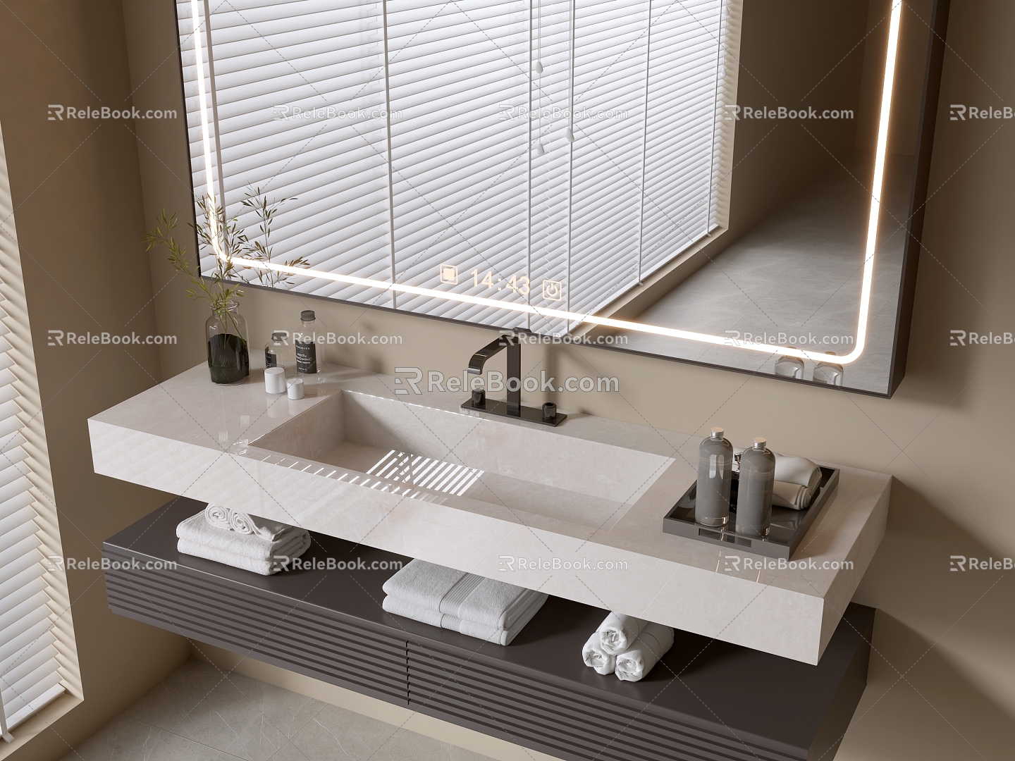 Modern Bathroom Cabinet Bathroom Counter Basin Bathroom Decoration Mirror Cabinet Sink 3d model