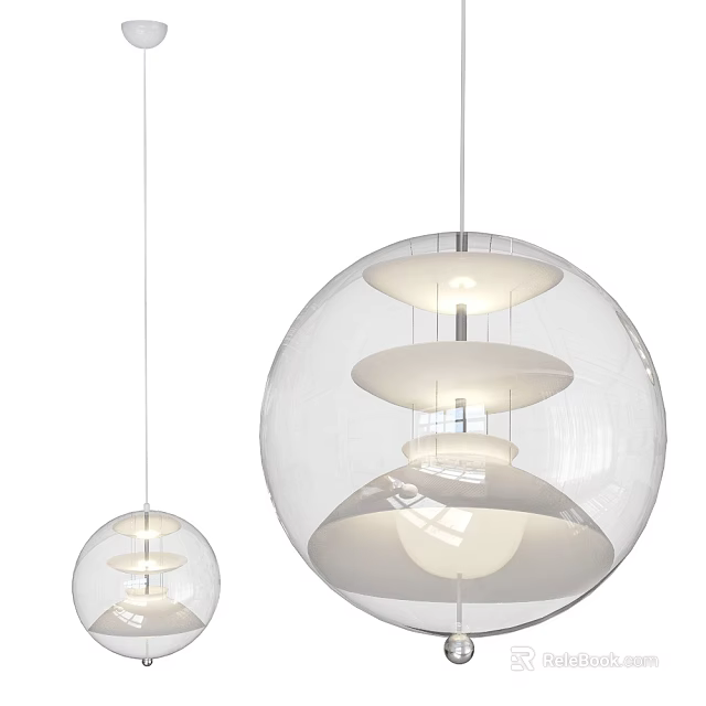 Modern Clear Glass Pendant Lights With Multi Layered Sphere Hanging Design 3d model