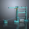 Green Industrial Mechanical Equipment With Metal Frame Wheel Rope And Stone Block
