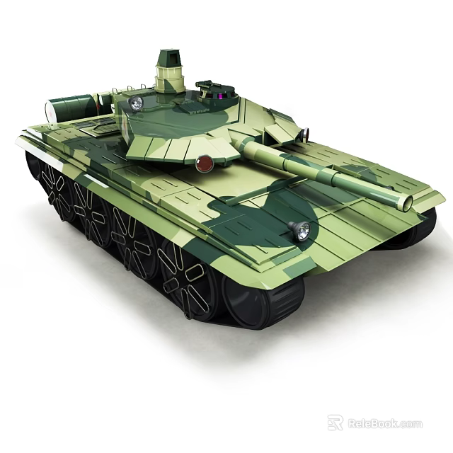 3D Rendered Green Camouflage Military Tank With Turret Cannon And Tracks 3d model 
