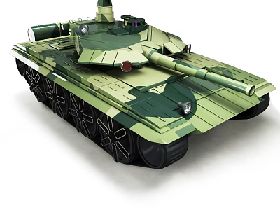 3D Rendered Green Camouflage Military Tank With Turret Cannon And Tracks 3d model