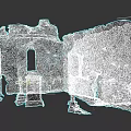 Ancient Urban Architectural Complex Ruins With Stone Walls Arched Windows And Gravestones
