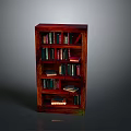 Wooden Bookshelf With Multiple Shelves Filled With Various Books In Home Library