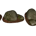 Natural Stone Decorative Items With Wood Base And Moss Details For Home