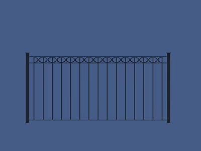 Black Metal Fence With Decorative Circular Patterns And Vertical Bars Design 3d model