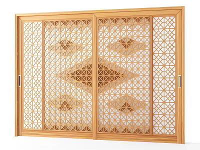 Japanese-style sliding door 3d model