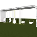 Outdoor Pergola With Curved Wooden Frame Glass Roof Panels White Circular Bases On Green Lawn