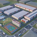 Modern Factory Building Bird's-eye View Industrial Park Factory Building Factory Logistics Park Warehouse Office Building 3d model