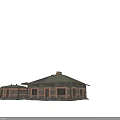 Brick Building With Green Roof Standing In Pine Forest Surrounded By Tall Trees