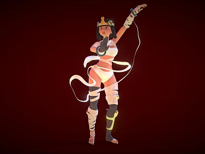 Game Movie Female Character With Golden Headpiece Whip And White Armor Outfit 3d model