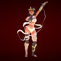Game Movie Female Character With Golden Headpiece Whip And White Armor Outfit