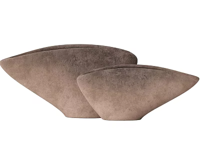 Brown Velvet Textured Decorative Plates with Irregular Shape for Home Interior Decoration 3d model