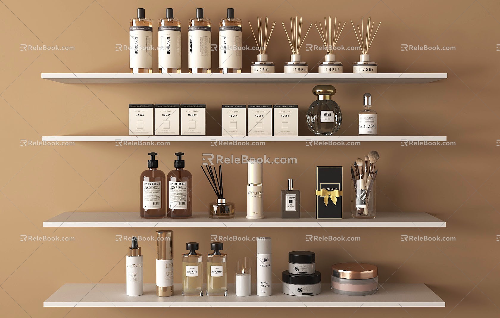 Cosmetics, skin care products, toiletries, beauty accessories 3d model