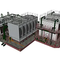 Industrial Air Conditioning Fan System With Cooling Towers And Pipes Structure