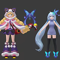 Game And Movie Characters With Colorful Costumes Diverse Hairstyles And Unique Weapons