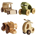 Colorful Wooden Blocks Educational Kids Toys With Railway Track Rocking Horse And Cars