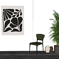 Black and White Abstract Art Hanging Paintings 3d model