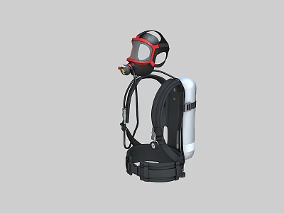Industrial Safety Breathing Apparatus With Face Mask And Air Cylinder Harness 3d model