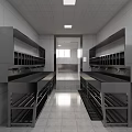 Modern Bright Public Restroom With Multiple Cubicles Stainless Steel Sinks And Tiled Walls