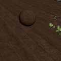 Dark Brown Wooden Floor With Round Decorative Ball And Green Leaf Branch