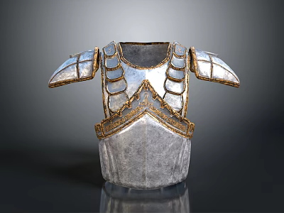 Medieval Style Metallic Armor Breastplate With Shoulder Plates Golden Accents And Classic Design Details 3d model
