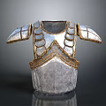 Medieval Style Metallic Armor Breastplate With Shoulder Plates Golden Accents And Classic Design Details