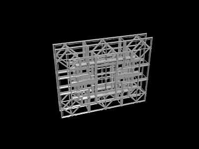 3D Model Of Industrial Metal Frame Structure With Grid Design And Supports 3d model