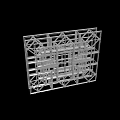 3D Model Of Industrial Metal Frame Structure With Grid Design And Supports