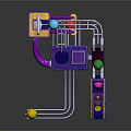 Clean Strike Sports Equipment with Blue Purple Structure Yellow Ball and Console